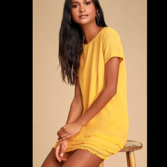 Lulus | Dresses | Lulus Buenos Aires Golden Yellow Crochet Ruffle Short Sleeve Shift Dress Small | Poshmark Lulus | Dresses | Lulus Buenos Aires Golden Yellow Crochet Ruffle Short Sleeve Shift Dress Small | Poshmark